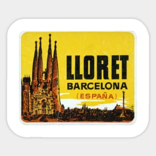 Lloret Barcelona Vintage Landscape Sagrada Familia Spain Sticker